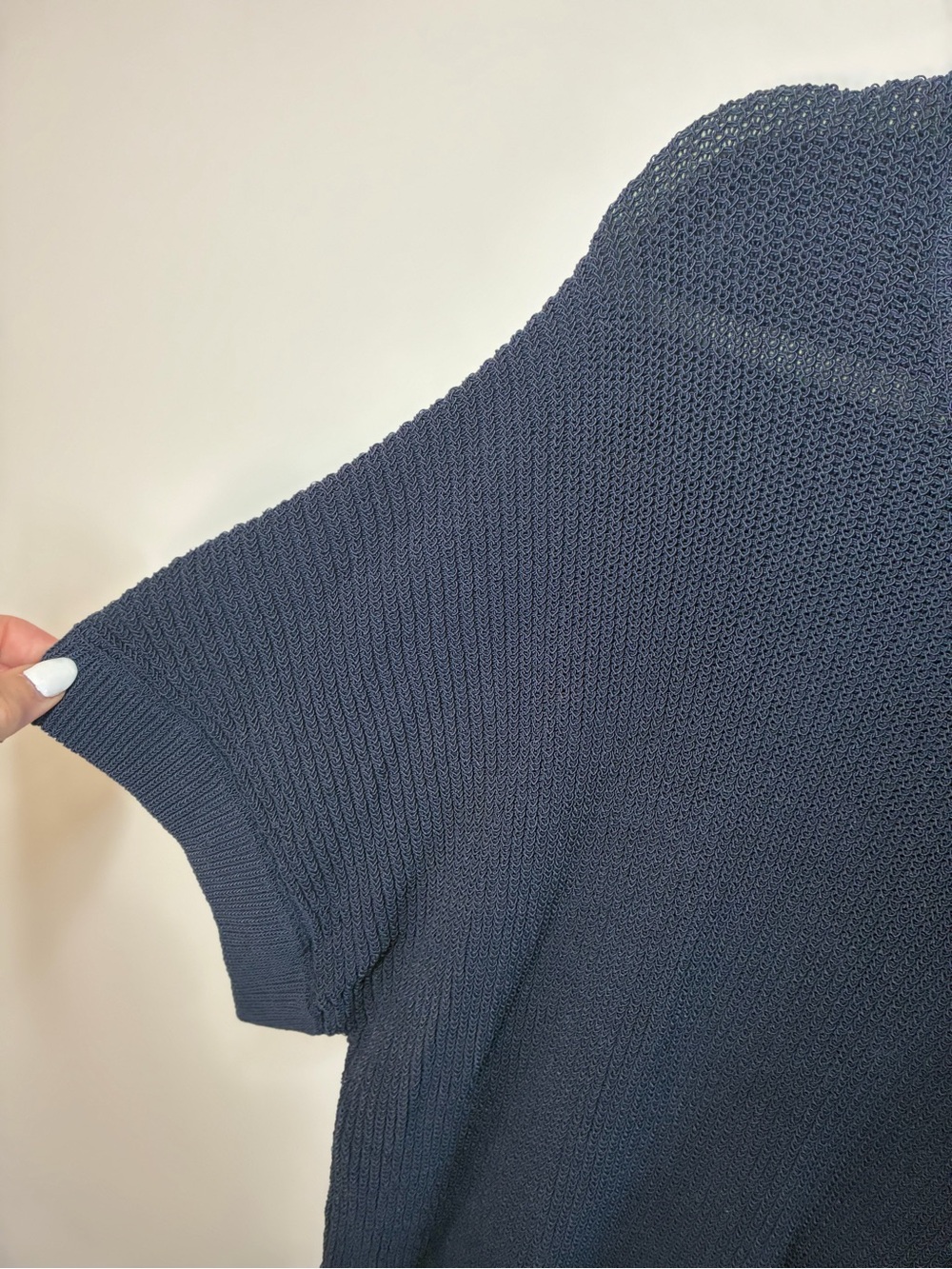 Terra & Sky Navy Short Sleeve Knit Sweater - Picture 3 of 5